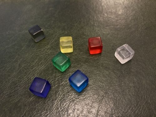 Green translucent plastic cube